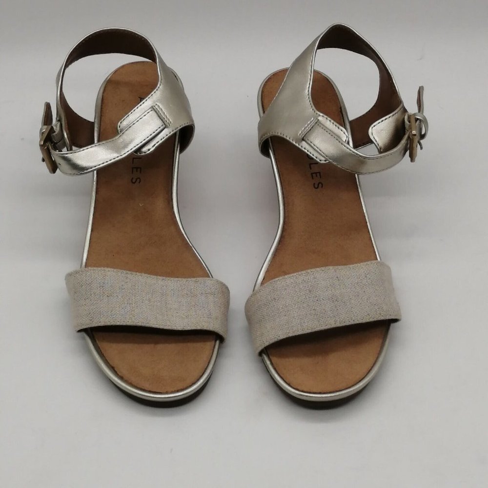 AEROSOLES Metallic Gold Cork Wedge Sandals - Picture 4 of 10